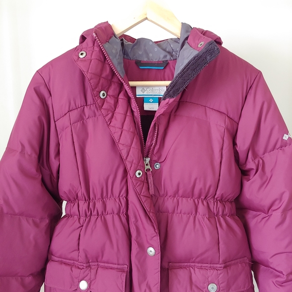 Columbia Girls Snow Escape Hooded Winter Down Puffer Long Jacket Size 14 / 16 - Picture 6 of 16